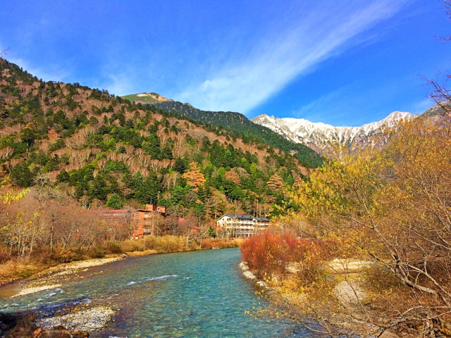 長野　上高地　11月　紅葉