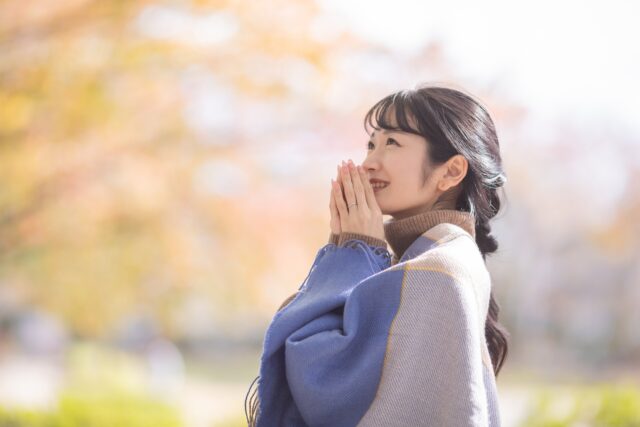 ストール、肌寒い