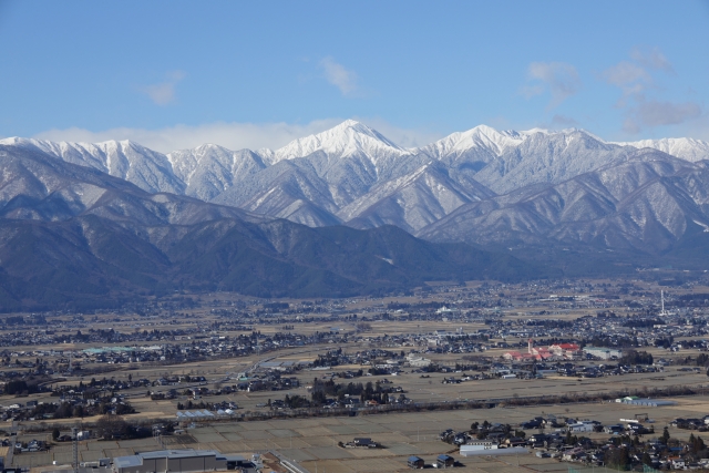 冬の安曇野と北アルプス